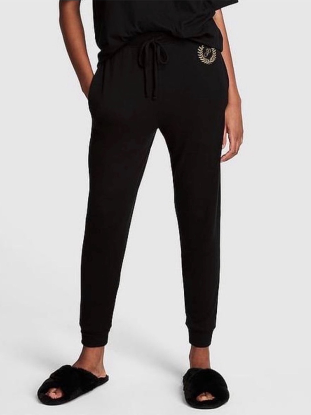 🆕 PINK Victoria’s Secret Cozy Jogger Sleep Pants NWT Black Logo Women’s Size XS